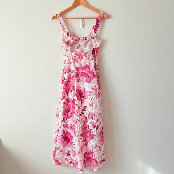 Zara Printed Openwork Embroidered Long Dress Blogger Fav White Pink Size XS - Picture 8 of 10